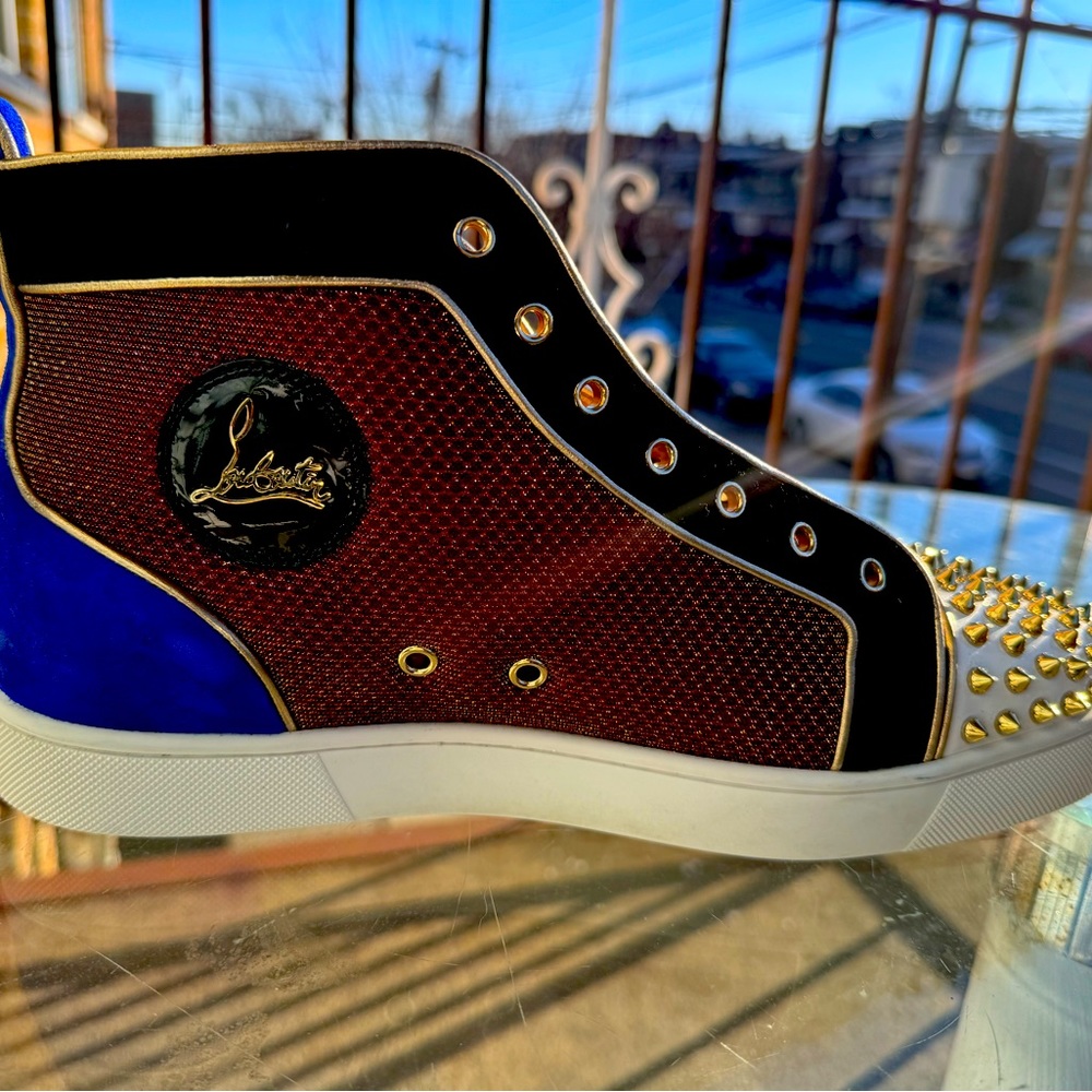 Christian Louboutin Spikes Orlato Flat Pat/Mesh